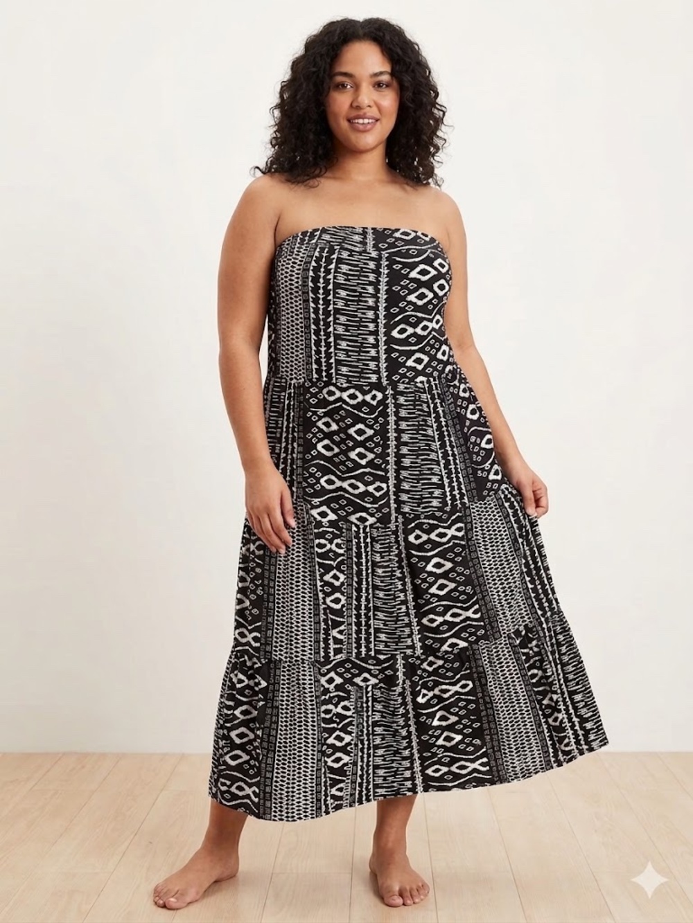 American Eagle Sport Maxi Dress 3X Black White Geometric Boho Strapless Canada